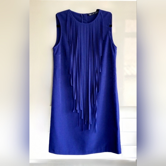 ZARA Tassel Midnight Blue Dress XS - Picture 1 of 5
